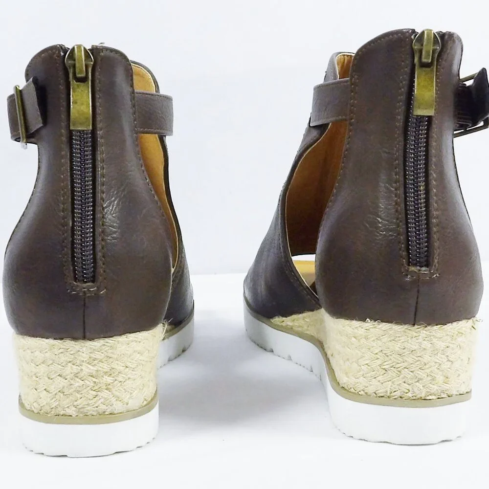 Corkys SUGAR CITY Espadrille Low Wedge Sandals Dark Brown NIB Open Toe Size 10 - Picture 9 of 15